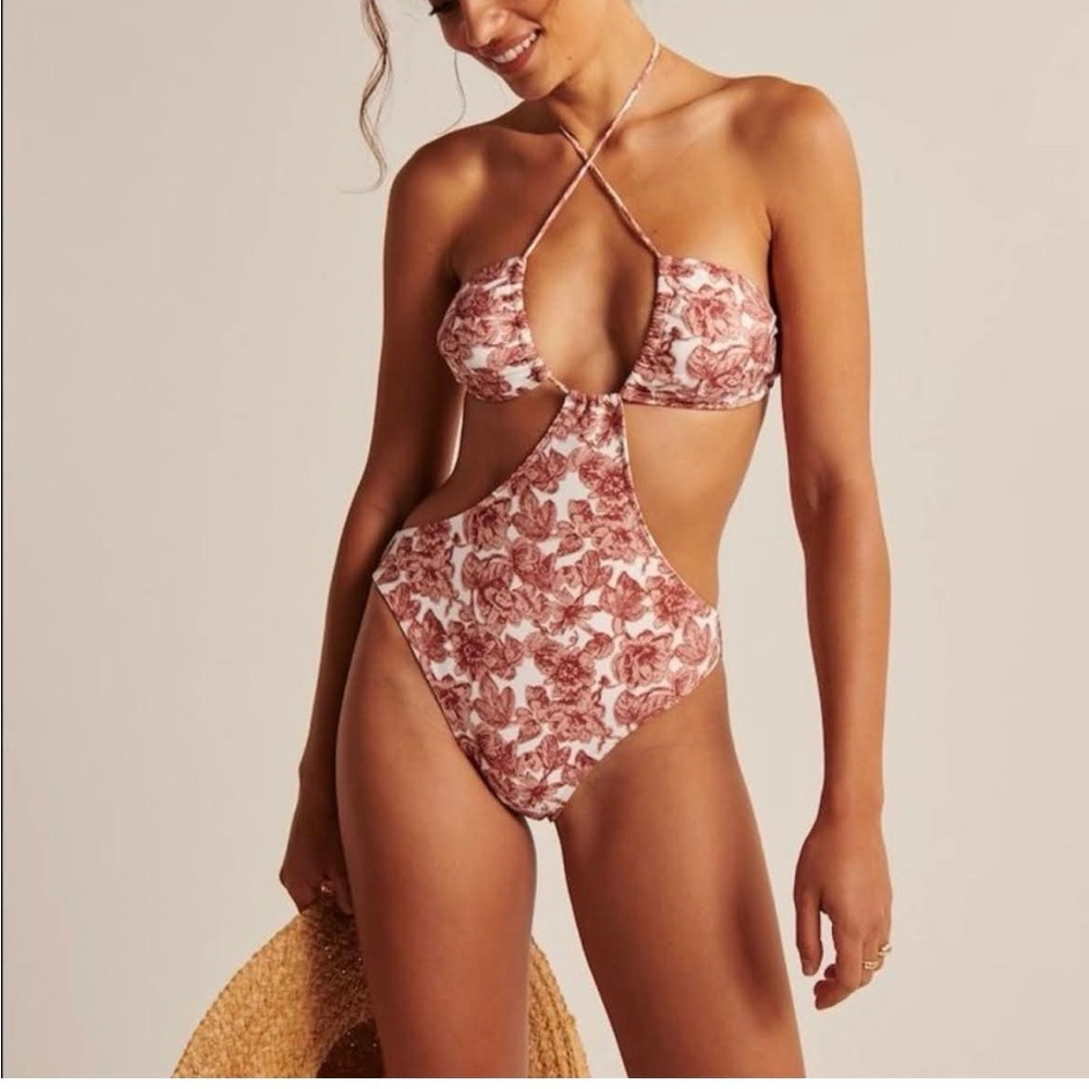 NWT Abercrombie & Fitch Cross Halter One Piece Swimsuit Small
